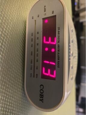 Coby CR-A48 Digital AM/FM Dual Alarm Clock Radio - White with Red LED Display